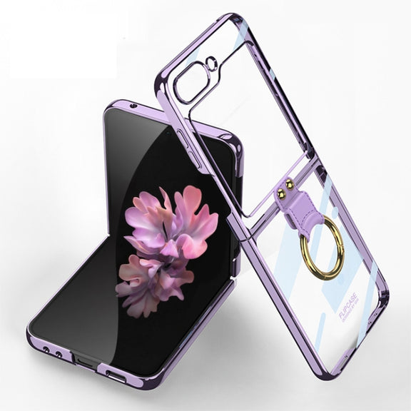 For Samsung Galaxy Z Flip6 GKK Electroplating Phone Case with Ring(Purple)