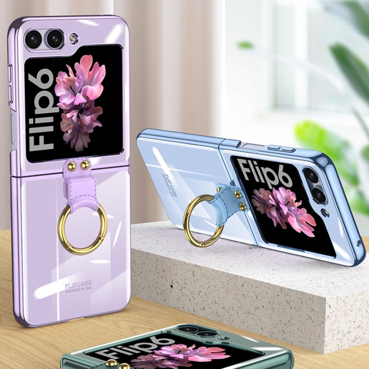 For Samsung Galaxy Z Flip6 GKK Electroplating Phone Case with Ring(Transparent)