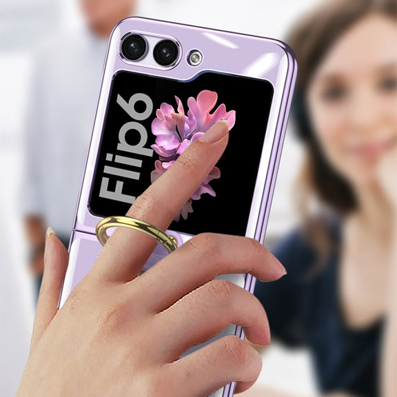 For Samsung Galaxy Z Flip6 GKK Electroplating Phone Case with Ring(Transparent)