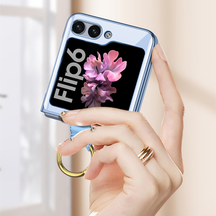 For Samsung Galaxy Z Flip6 GKK Electroplating Phone Case with Ring(Transparent)