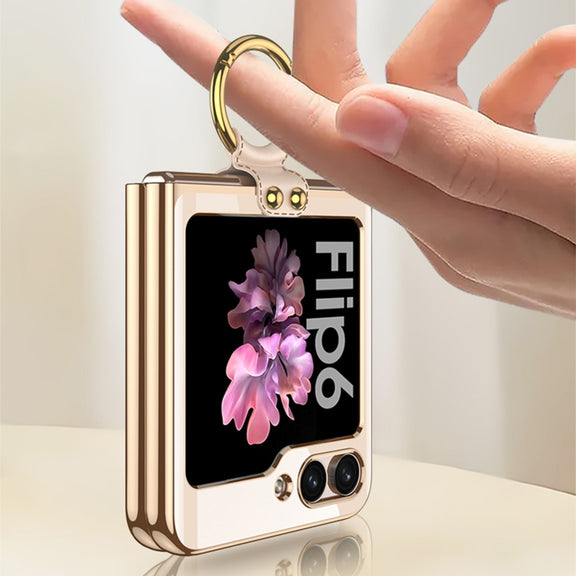 For Samsung Galaxy Z Flip6 GKK Electroplating Phone Case with Ring(Transparent)