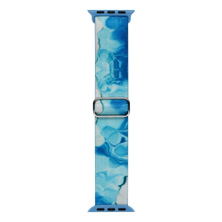 For Apple Watch 7 41mm Painted Pattern Nylon Replacement Watch Band(Ocean Blue)