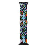 For Apple Watch SE 40mm Painted Pattern Nylon Replacement Watch Band(Geometric Rainbow)