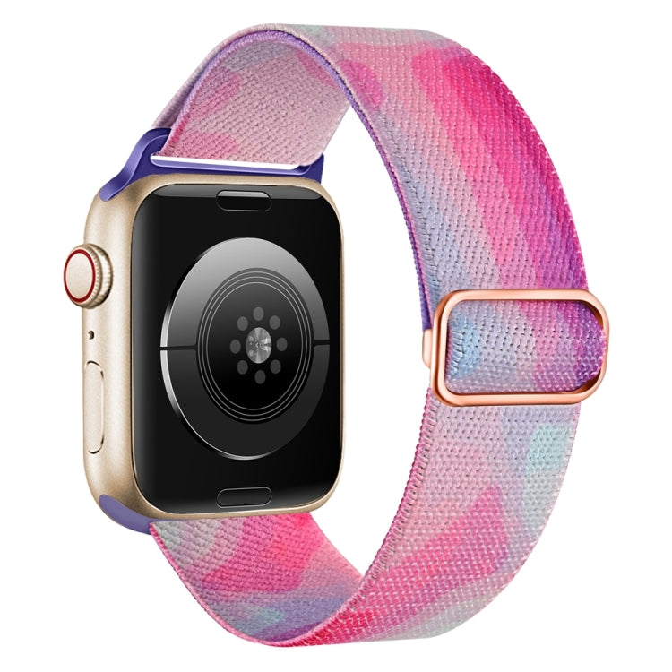 For Apple Watch 38mm Painted Pattern Nylon Replacement Watch Band(Ladder Purple Blue)