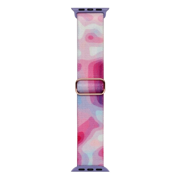 For Apple Watch SE 2023 40mm Painted Pattern Nylon Replacement Watch Band(Ladder Purple Blue)