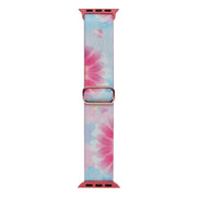 For Apple Watch 9 45mm Painted Pattern Nylon Replacement Watch Band(Flower Butterfly)
