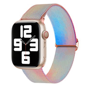 For Apple Watch 9 45mm Painted Pattern Nylon Replacement Watch Band(Symphony Aurora)