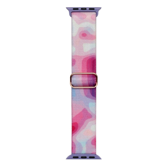 For Apple Watch 9 41mm Painted Pattern Nylon Replacement Watch Band(Ladder Purple Blue)