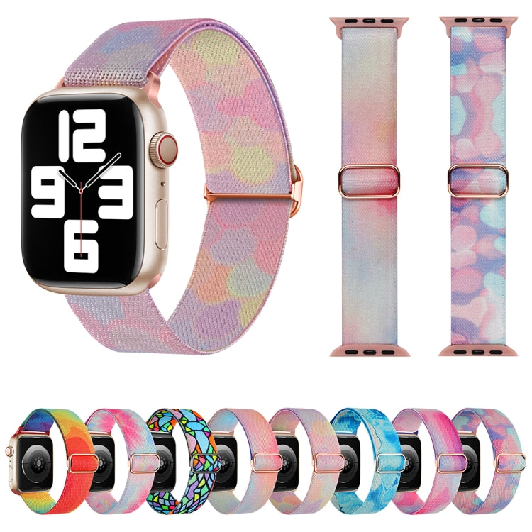 For Apple Watch 3 38mm Painted Pattern Nylon Replacement Watch Band(Symphony Aurora)