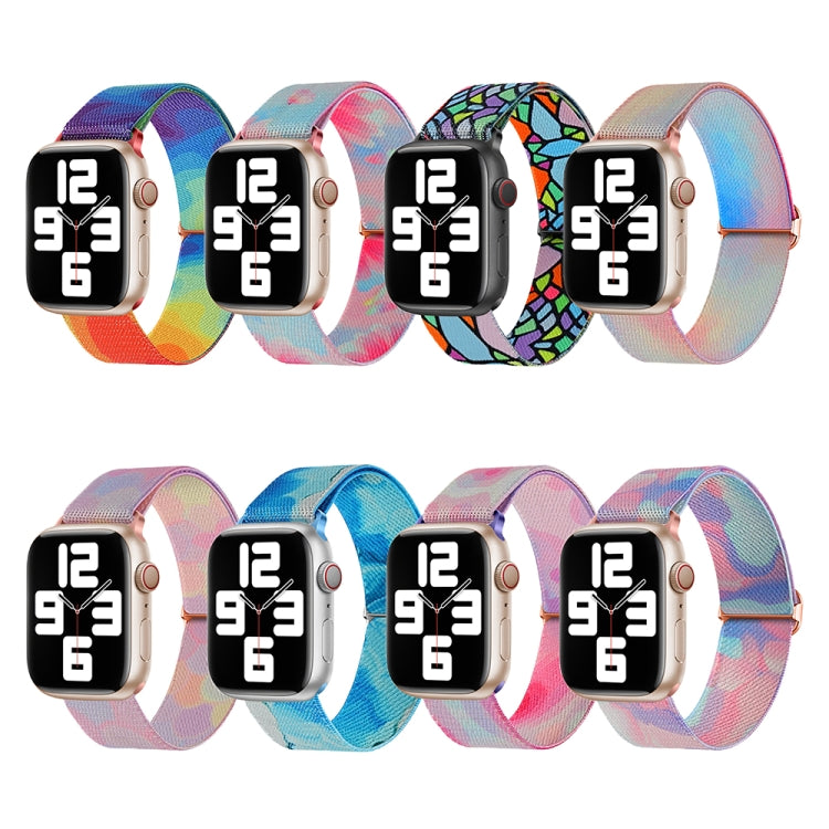For Apple Watch 3 38mm Painted Pattern Nylon Replacement Watch Band(Ocean Blue)