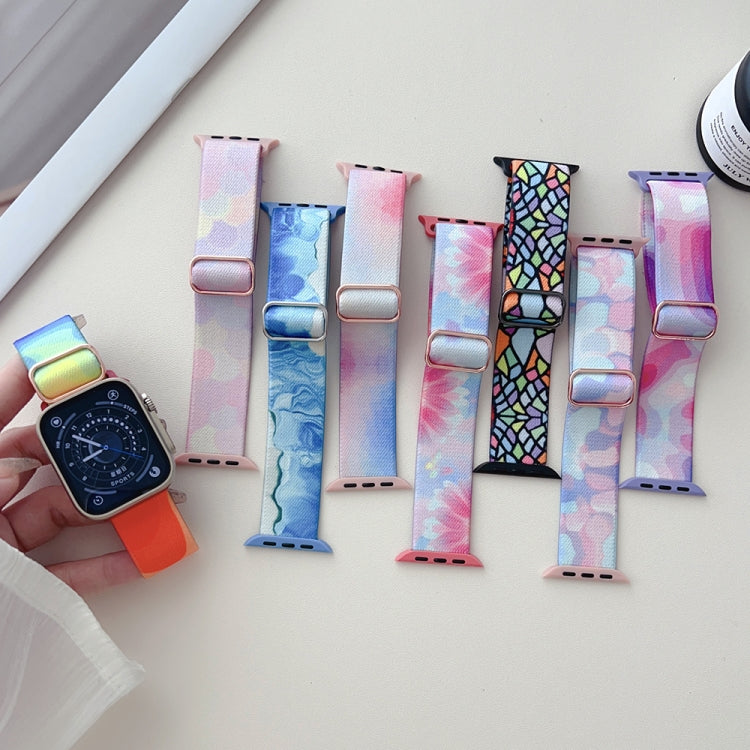 For Apple Watch 6 40mm Painted Pattern Nylon Replacement Watch Band(Water Fluid)