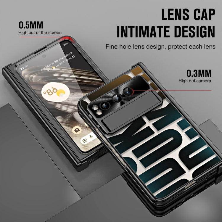 For Google Pixel Fold Integrated Electroplating Folding Phone Case with Pen Slot & Hinge(Black)