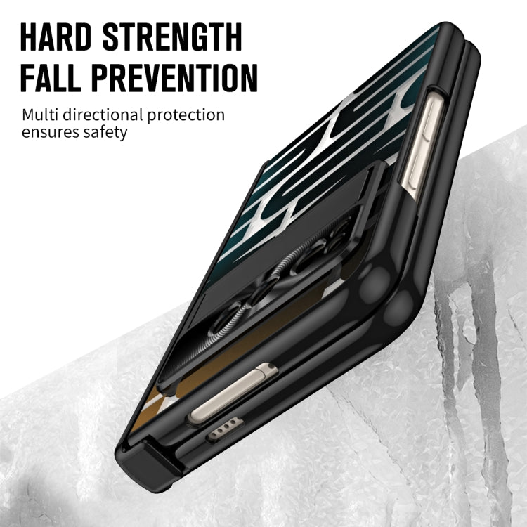 For Google Pixel Fold Integrated Electroplating Folding Phone Case with Pen Slot & Hinge(Black)