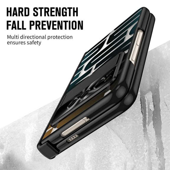 For Google Pixel Fold Integrated Electroplating Folding Phone Case with Pen Slot & Hinge(Black)