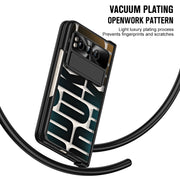 For Google Pixel Fold Integrated Electroplating Folding Phone Case with Pen Slot & Hinge(Black)