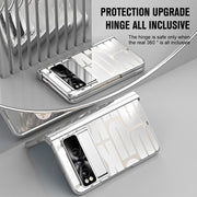 For Google Pixel Fold Integrated Electroplating Folding Phone Case with Pen Slot & Hinge(Silver)