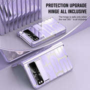 For Google Pixel Fold Integrated Electroplating Folding Phone Case with Pen Slot & Hinge(Purple)