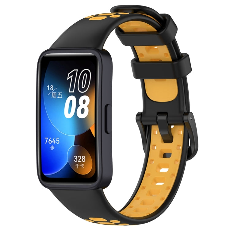For Huawei Band 8 Two Color Silicone Replacement Watch Band(Black Yellow)