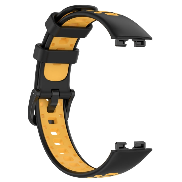 For Huawei Band 8 Two Color Silicone Replacement Watch Band(Black Yellow)
