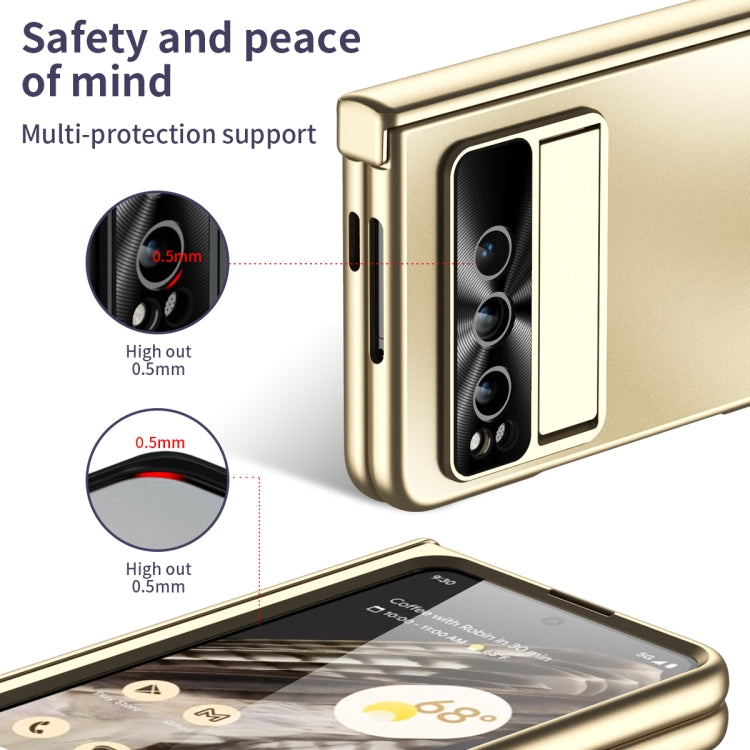 For Google Pixel Fold Integrated Electroplating Folding All-inclusive Phone Case with Hinge(Gold)