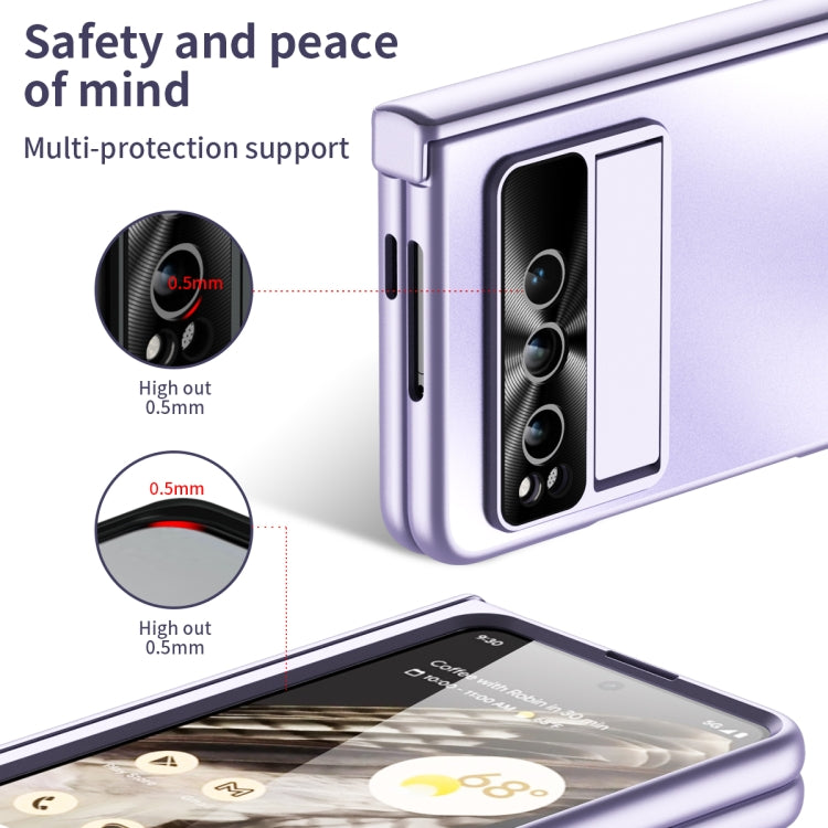 For Google Pixel Fold Integrated Electroplating Folding All-inclusive Phone Case with Hinge(Purple)