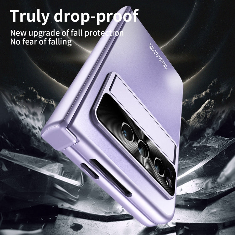 For Google Pixel Fold Integrated Electroplating Folding All-inclusive Phone Case with Hinge(Purple)