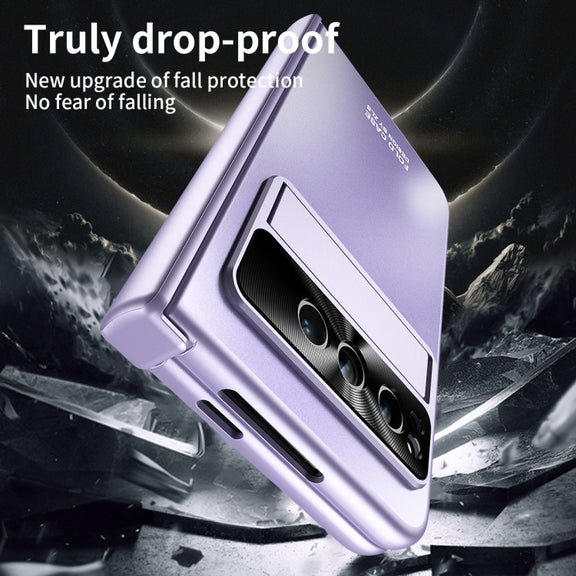 For Google Pixel Fold Integrated Electroplating Folding All-inclusive Phone Case with Hinge(Purple)