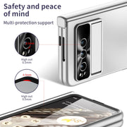 For Google Pixel Fold Integrated Electroplating Folding All-inclusive Phone Case with Pen Slot & Hinge(Silver)