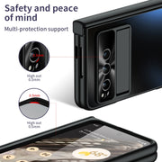 For Google Pixel Fold Integrated Electroplating Folding All-inclusive Phone Case with Pen Slot & Hinge(Black)