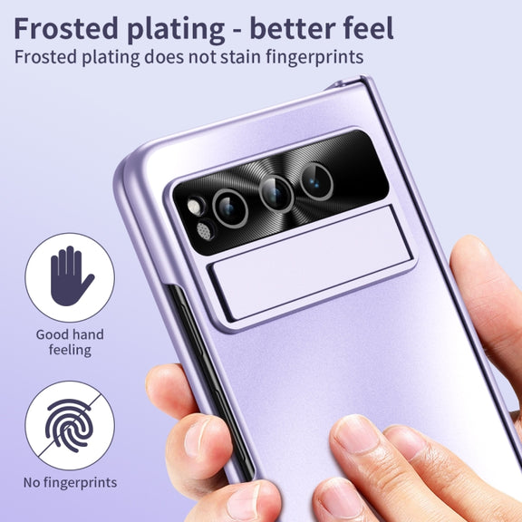 For Google Pixel Fold Integrated Electroplating Folding All-inclusive Phone Case with Pen Slot & Hinge(Purple)