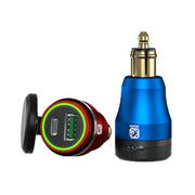 Motorcycle European-style Small-caliber Aluminum Alloy QC 3.0 + PD Fast Charge USB Charger, Shell Color:Red(Red Light)