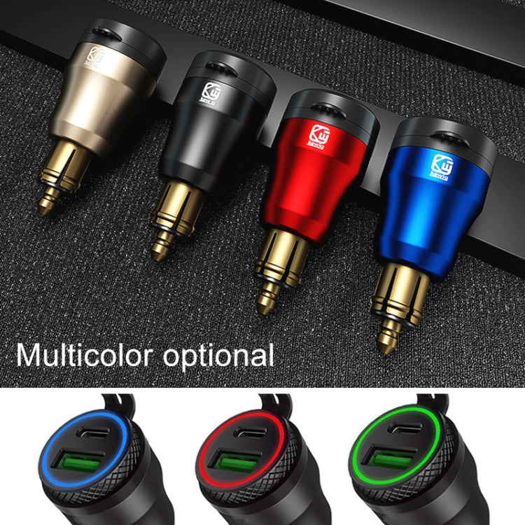 Motorcycle European-style Small-caliber Aluminum Alloy QC 3.0 + PD Fast Charge USB Charger, Shell Color:Red(Red Light)