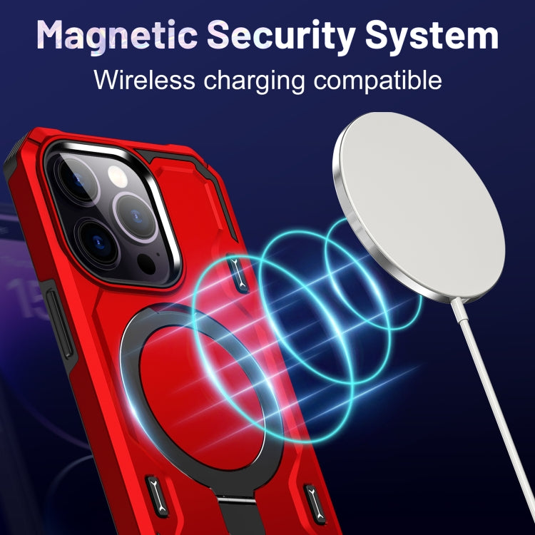 For iPhone 14 Pro Patronus MagSafe Magnetic Holder Phone Case(Red)