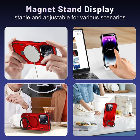 For iPhone 11 Pro Max Patronus MagSafe Magnetic Holder Phone Case(Red)