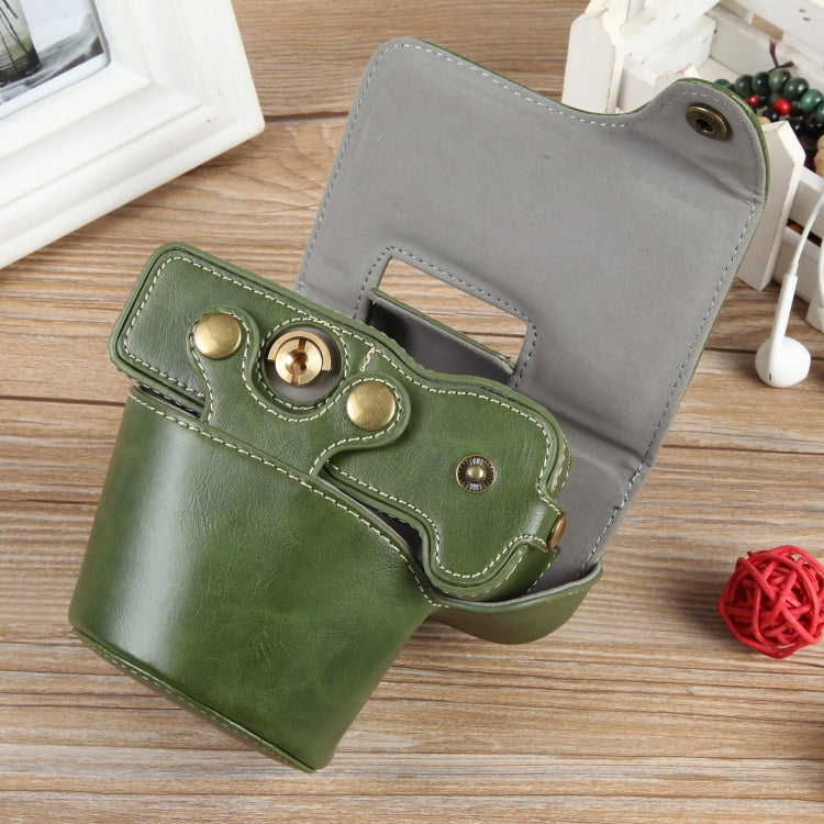 For Canon EOS R50 Full Body Magnetic Leather Camera Case Bag with Strap, Deluxe Edition(Green)