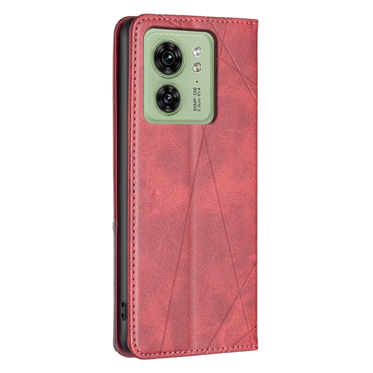 For Motorola Edge 40 Rhombus Texture Magnetic Leather Phone Case(Red)