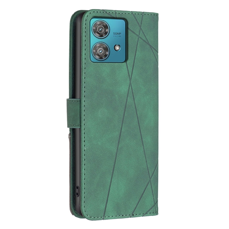 For Motorola Edge 40 Neo Magnetic Buckle Rhombus Texture Leather Phone Case(Green)