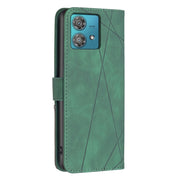 For Motorola Edge 40 Neo Magnetic Buckle Rhombus Texture Leather Phone Case(Green)