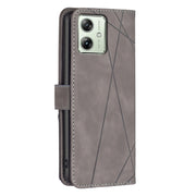 For Motorola Moto G54 5G EU Edition Magnetic Buckle Rhombus Texture Leather Phone Case(Grey)