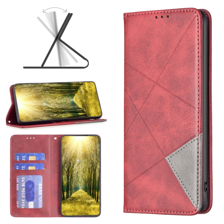 For Realme C53 Rhombus Texture Leather Phone Case(Red)