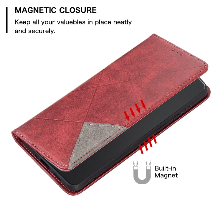 For Realme C53 Rhombus Texture Leather Phone Case(Red)