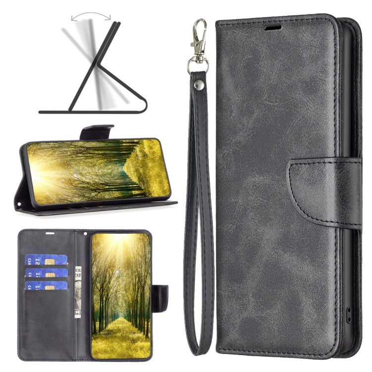 For Realme C53 Lambskin Texture Pure Color Flip Leather Phone Case(Black)