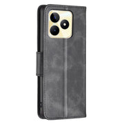 For Realme C53 Lambskin Texture Pure Color Flip Leather Phone Case(Black)