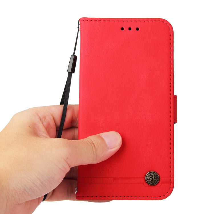 For Google Pixel 9 Skin Feel Life Tree Metal Button Leather Phone Case(Red)
