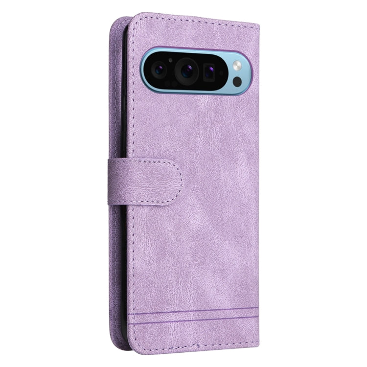 For Google Pixel 9 Skin Feel Life Tree Metal Button Leather Phone Case(Purple)