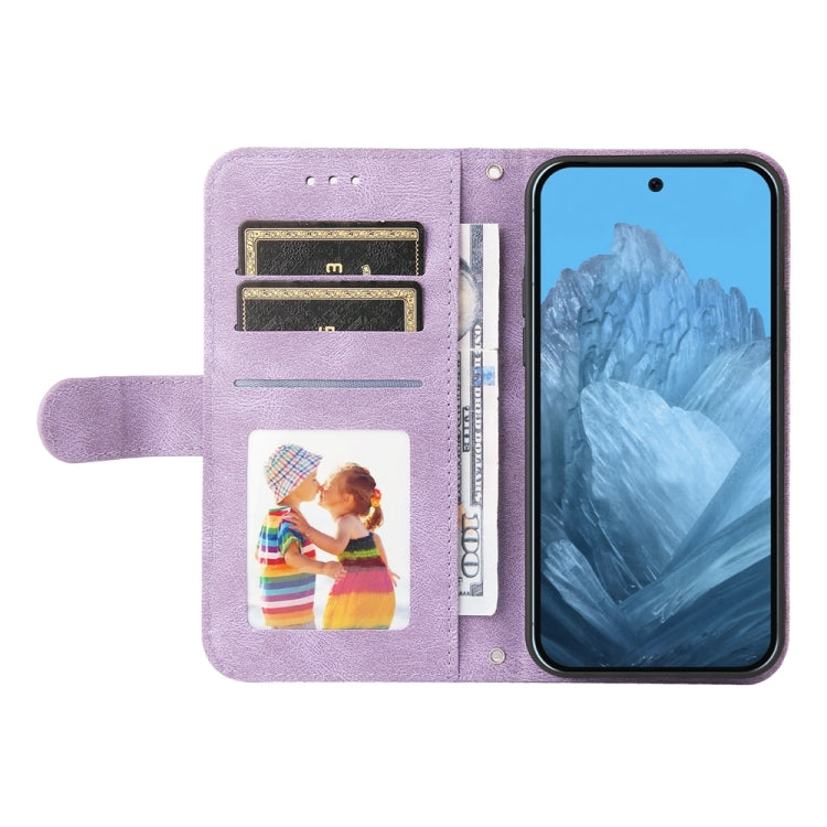 For Google Pixel 9 Skin Feel Life Tree Metal Button Leather Phone Case(Purple)