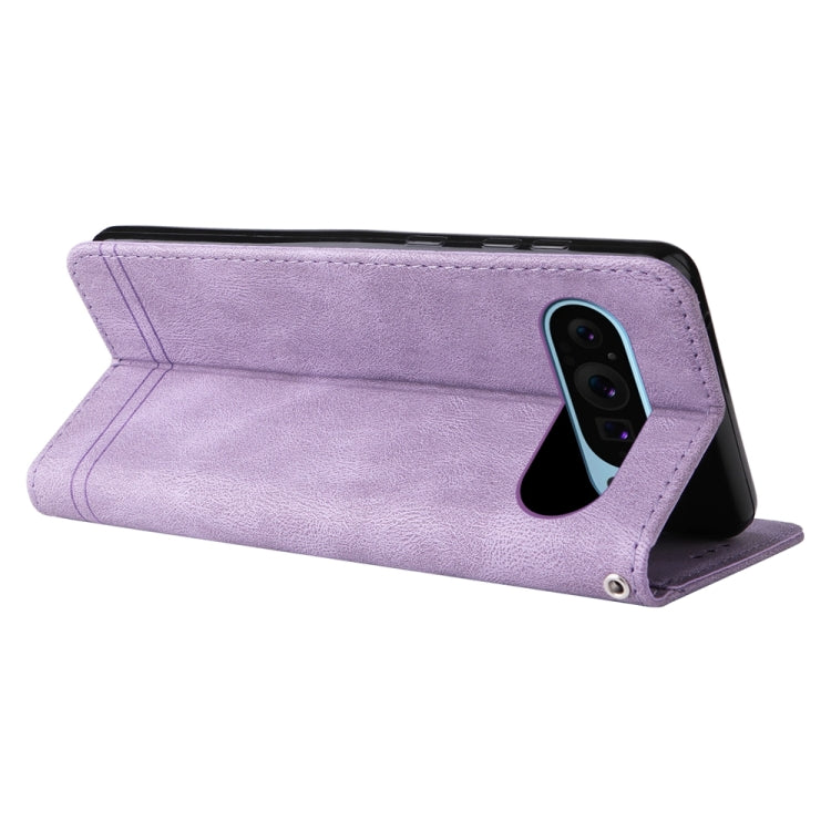 For Google Pixel 9 Skin Feel Life Tree Metal Button Leather Phone Case(Purple)