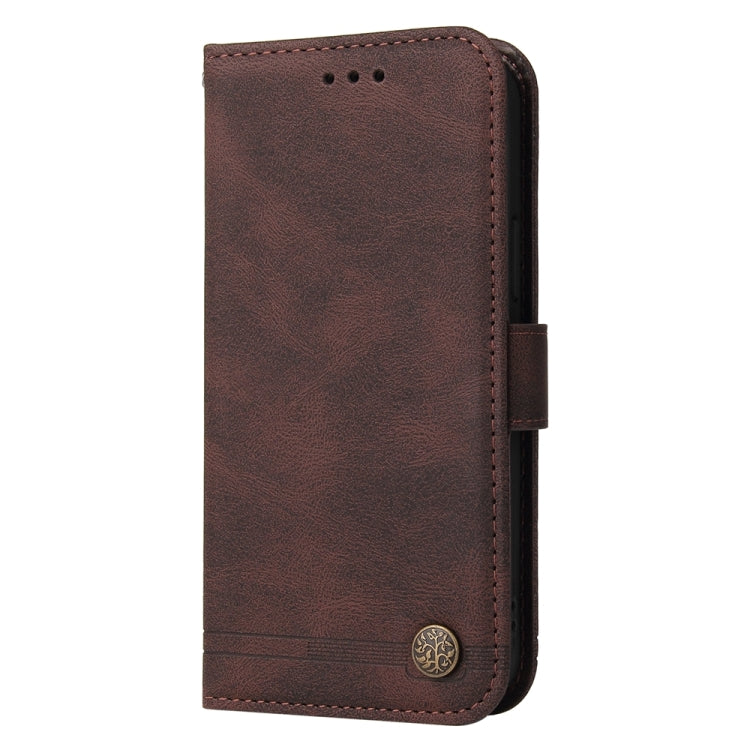 For Google Pixel 9 Skin Feel Life Tree Metal Button Leather Phone Case(Brown)