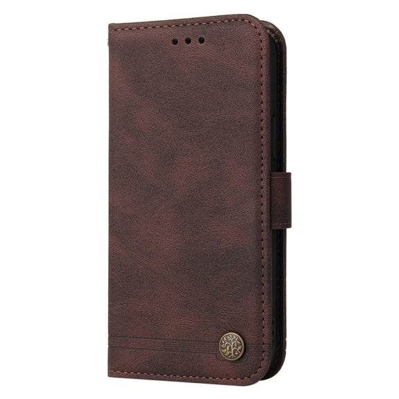 For Google Pixel 9 Skin Feel Life Tree Metal Button Leather Phone Case(Brown)