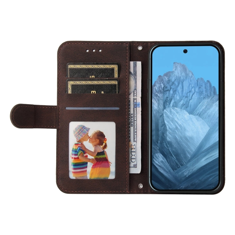 For Google Pixel 9 Skin Feel Life Tree Metal Button Leather Phone Case(Brown)